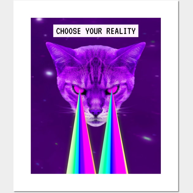 Reality Cat Katze Laser Auge Glitch Vaporwave Goa Wall Art by Maggini Art